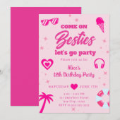 Invitation Pool Party Malibu Pink Doll Beach Anniversaire (Devant / Derrière)