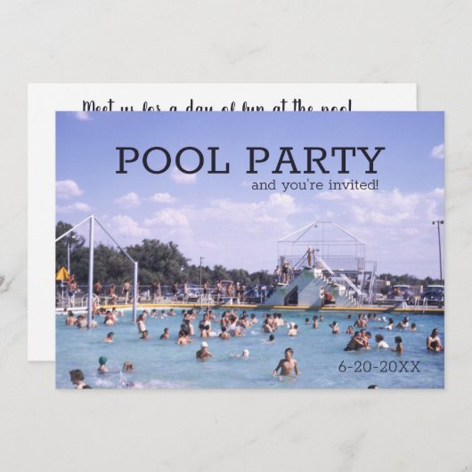Invitation Pool Party Mi-siècle Retro maillots de bain (Devant / Derrière)