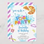 Invitation Pool Party | Modern Summer Themed Birthday Party (Devant / Derrière)