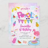Invitation Pool Party | Modern Summer Themed Birthday Party (Devant / Derrière)