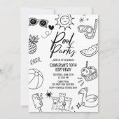 Invitation Pool Party, moderne, n'importe quel âge, Beach Par (Devant)