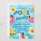 Invitation Pool Party moderne Tropical été Anniversaire (Devant)