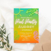 Invitation Pool Party Neon Tropical