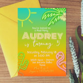 Invitation Pool Party Neon - Tropical - Aloha