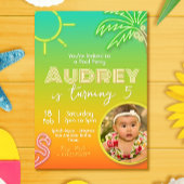 Invitation Pool Party Neon - Tropical - Aloha avec photo