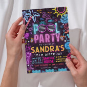 Invitation Pool Party Night | Neon Glow Birthday Party