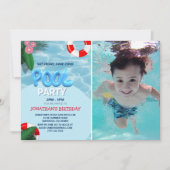 Invitation Pool Party Photo, fun Summer Birthday (Devant)