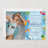 Invitation Pool Party Photo Splish Splash Pool Anniversaire (Devant)