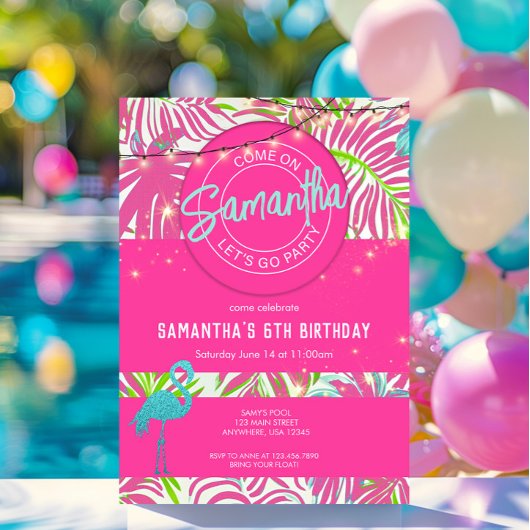 Invitation Pool Party Pink Beach