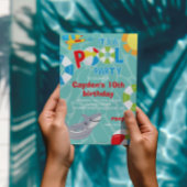 Invitation Pool Party requin flottant été garçon Anniversaire