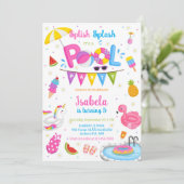 Invitation Pool Party Splish Splash Summer Beach Birthday  (Debout devant)