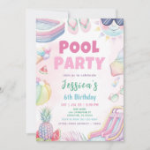 Invitation Pool Party - Summer Girl Birthday Party (Devant)