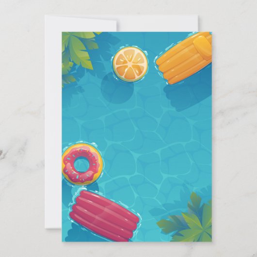 Invitation Pool Party tendance rose et turquoise fête d'anniv (Dos)