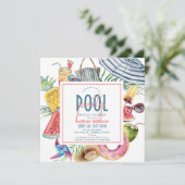 Invitation Pool Party Tropical Beach Gear Bridal Shower (Debout devant)