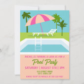 Invitation Pool Party Tropical Piscine Girls Anniversaire (Devant)
