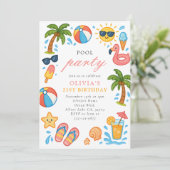Invitation Pool Party Tropical Summer Birthday Party (Debout devant)