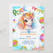 Invitation Pool Party Unicorn été Anniversaire (Devant)