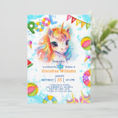 Invitation Pool Party Unicorn été Anniversaire (Debout devant)