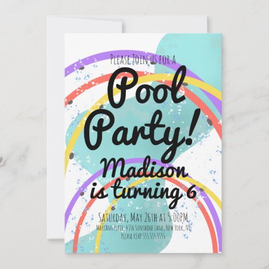 Invitation Pool Splash Pad Park fête d'anniversaire (Devant)