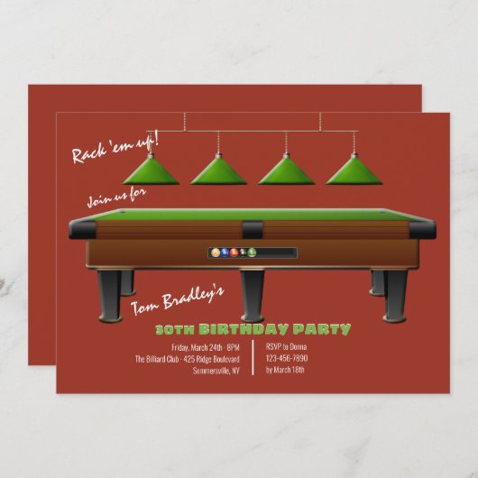 Invitation Pool table (Devant / Derrière)