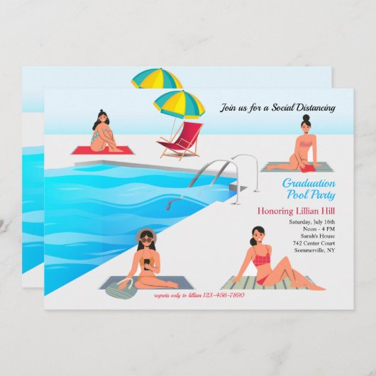 Invitation Poolside Social Distants (Devant / Derrière)