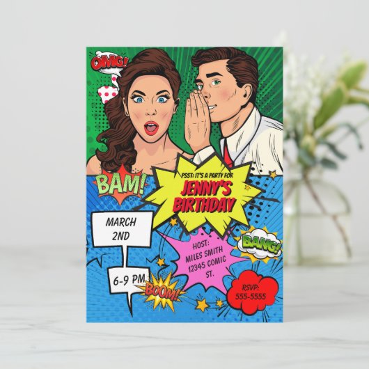 Invitation Pop Art Comic (Debout devant)