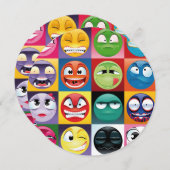 Invitation pop art emoji 5,25 x 5,25 Cercle d'invitation (Devant / Derrière)