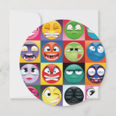 Invitation pop art emoji 5,25 x 5,25 Cercle d'invitation (Devant)