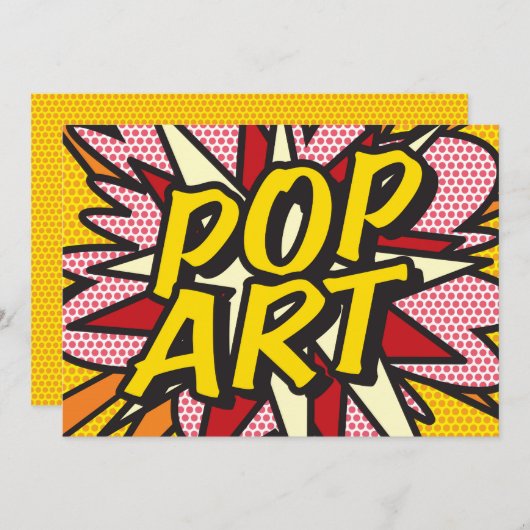 Invitation POP ART Fun Retro Comic Book (Devant / Derrière)