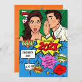 Invitation Pop Art New Years Eve Party Comic (Devant / Derrière)