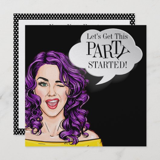 Invitation Pop Art PARTY (Devant / Derrière)