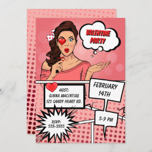 Invitation Pop Art Valentines Fête
