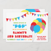 Invitation Pop by to Celebrate ! Balloon arc-en-ciel et faisc (Devant / Derrière)