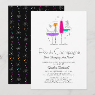 Invitation Pop Champagne Retro Envoi de douche nuptiale