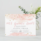 Invitation Pop Confetti Rose & Or | Aquarelle Quinceanera (Debout devant)