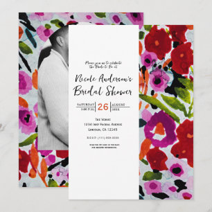 Invitation Pop de couleur vive Fleurs aquarelles encre mariag