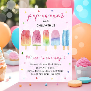 Invitation Pop de glace rose Popsicle sur la fête d'anniversa