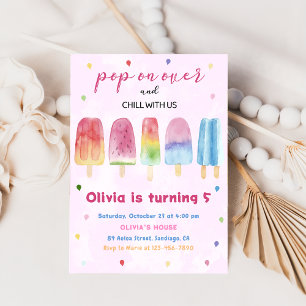 Invitation Pop de glace rose Popsicle sur la fête d'anniversa