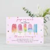 Invitation Pop de glace rose Popsicle sur la fille Anniversai (Debout devant)