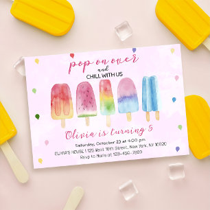 Invitation Pop de glace rose Popsicle sur la fille Anniversai