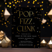 Invitation Pop Fizz Clink Black Gold Soirée de la Saint-Sylve