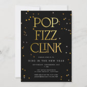 Invitation Pop Fizz Clink Black Gold Soirée de la Saint-Sylve (Devant)