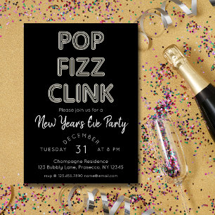 Invitation Pop Fizz Clink fête du Nouvel An