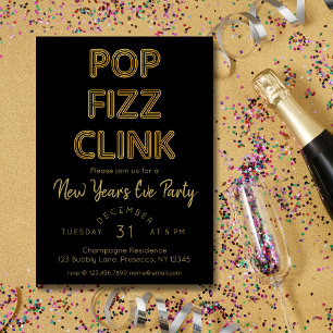 Invitation Pop Fizz Clink fête du Nouvel An