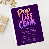 Invitation Pop Fizz Clink Purple Et Rose Calligraphie Script