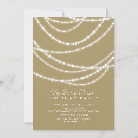 Invitation Pop Fizz Clink Sparkles Chic Holiday Party Invitat (Devant)