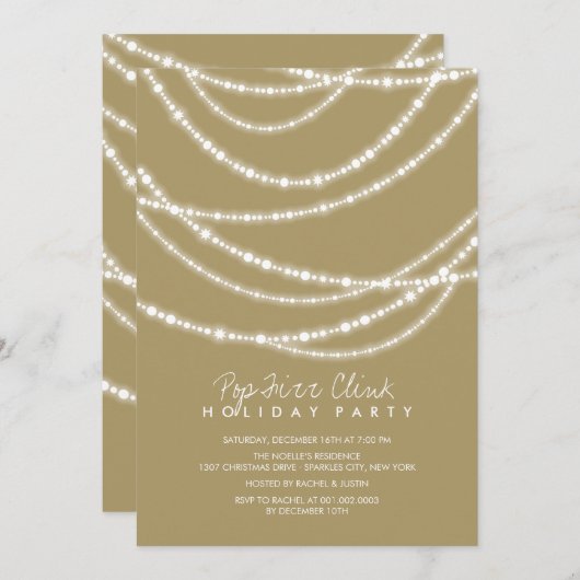 Invitation Pop Fizz Clink Sparkles Chic Holiday Party Invitat (Devant / Derrière)