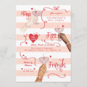Invitation Pop Fizz Friends Galentine’s Day Girls Night Party (Devant)