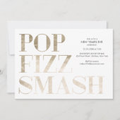 Invitation Pop Fizz Smash Faux Papier D'or Nouvel An (Devant)