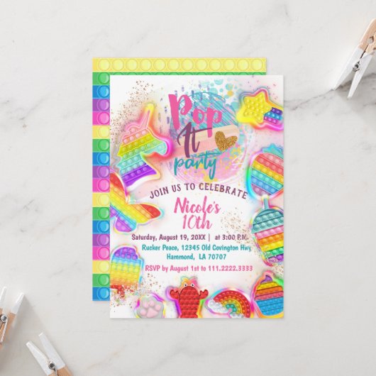 Invitation Pop it (Devant/Arrière en situation)